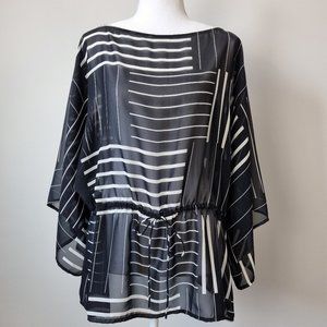 Chaps Women's Sheer Drop Shoulder Wide Sleeve Blouse Size M